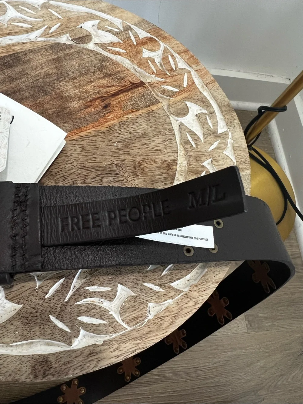 Free People Dark Brown Leather Belt with Brass Buckle